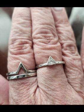 Tocara Sterling Silver Geometric Triangle Rings - Stackable Set W Diami Diamond